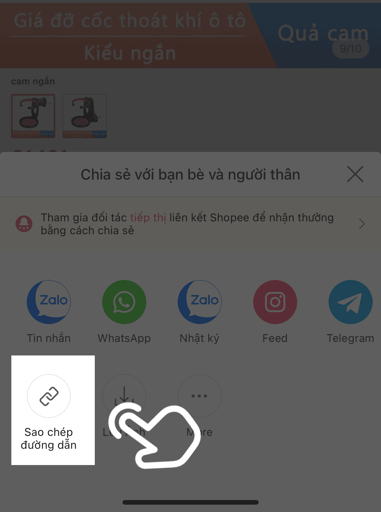 Bước 2: Nhấn vào "Sao chép đường dẫn"
